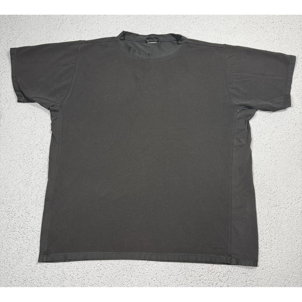 Patagonia Shirt Mens 2XL Black Organic Cotton Logo Crewneck Solid Tee Casual